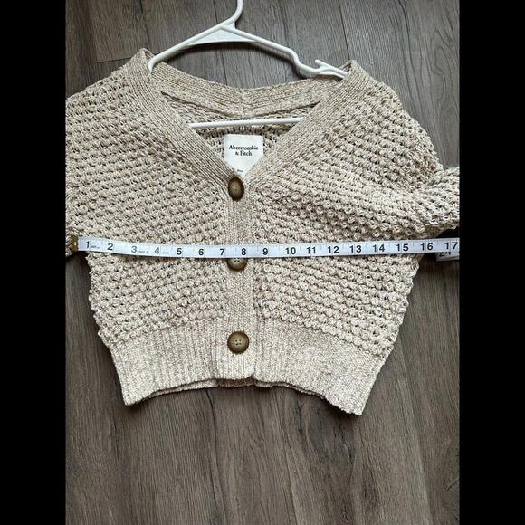 Abercrombie & Fitch Xxs Brown Chunky Knit Sweater Cardigan Cropped - Picture 5 of 5